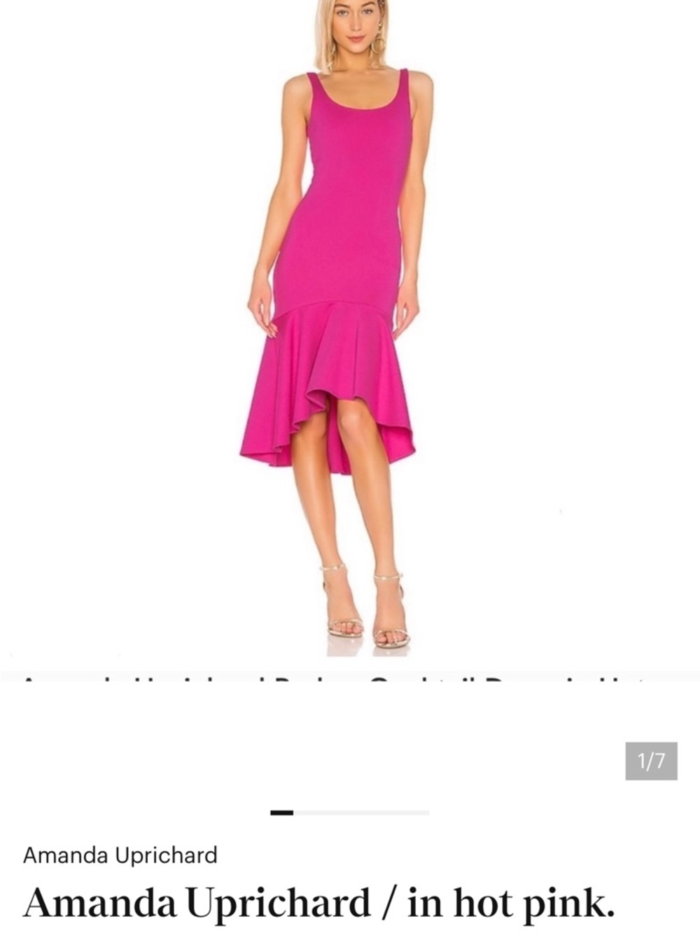 Amanda Uprichard Fuchsia Sleeveless Ruffle-Hem Midi Dress